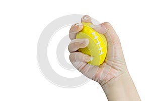 Hand squeezing stress ball,woman