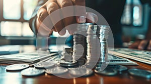 The hand stacking coins.AI generated image
