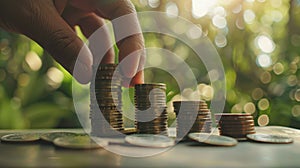 The hand stacking coins.AI generated image