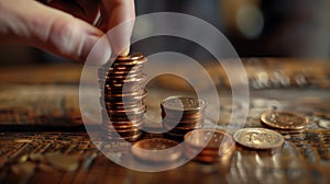 The Hand Stacking Coins.AI generated image