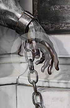 Hand of the statue of Friedrich Wilhelm near the castle Charlottenburg, Potsdam