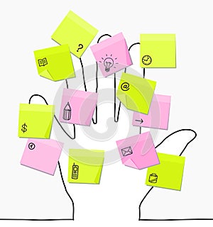 Hand & sticky notes