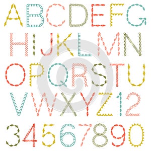 Hand stitched vector alphabet font