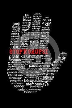 Hand with Stop Corruption text in indonesia language