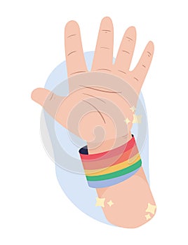 hand stop with LGBTIQ bands