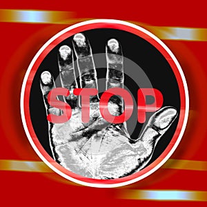 Hand stop sign