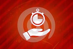 Hand stopwatch icon isolated on abstract red gradient magnificence background