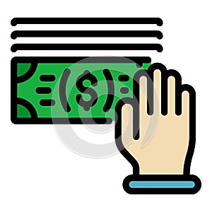 Hand subsidy icon color outline vector