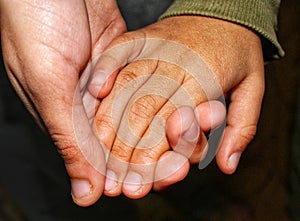 Hand in hand with support, keep in touch