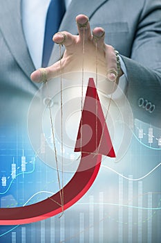 The hand supporting the growth chart line