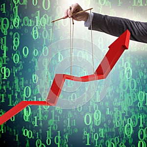The hand supporting the growth chart line