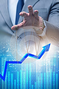 The hand supporting the growth chart line