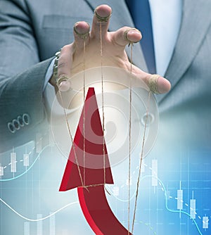 Hand supporting the growth chart line