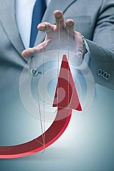 The hand supporting the growth chart line