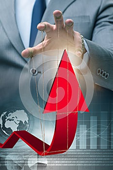 The hand supporting the growth chart line