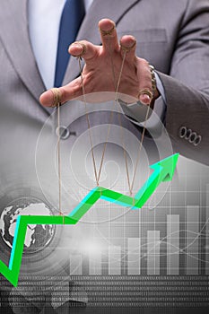 The hand supporting the growth chart line
