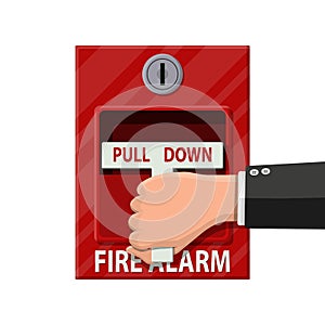 Hand switch fire alarm system. Fire equipment.
