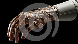 hand with sword on white isolated background