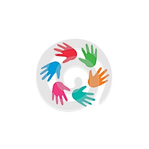 Hand symbol community care logo vector illustration