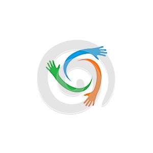 Hand symbol community care logo vector illustration