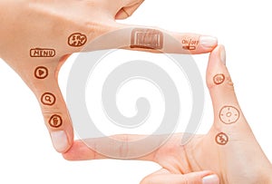 Hand symbol that means digital camera photo