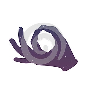 hand symbol mudra jnana mantra buddhism hinduism yoga India meditation space blue and purple sky star zen icon vector