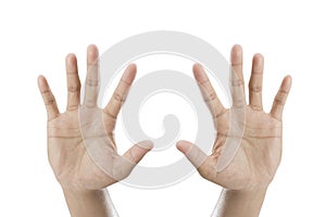 Hand symbol showing the ten fingers isolated on a white background