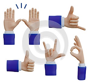 Hand Symbols icon. Call me, OK, Love you, Thums up