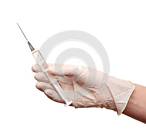 Hand syringe with a antibiotic