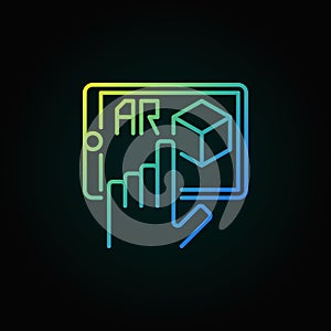 Hand with tablet colored linear icon - vector AR sign