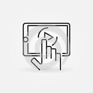 Hand with Tablet linear icon. Watching Videos vector symbol