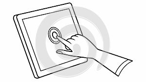 Hand on tablet. Simple touch interface, vector design Generative AI