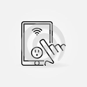 Hand and Tablet with US Smart Socket vector concept icon