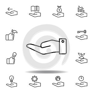 hand take and give gesture outline icon. Set of hand gesturies illustration. Signs and symbols can be used for web, logo, mobile