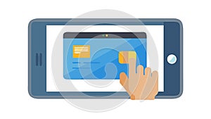 Hand Tapping on Tablet Screen, Touch Interaction, vector design Generative AI