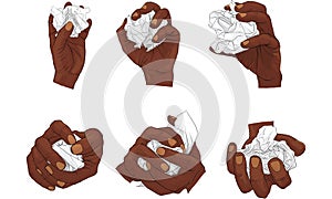 Hand tearing and crooking paper, vector