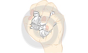 Hand tearing and crooking paper, vector