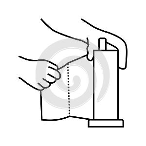 hand tearing paper towel line icon vector illustration