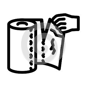 hand tearing paper towel line icon vector illustration