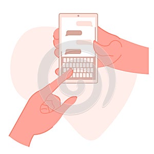 Hand text a message on phone