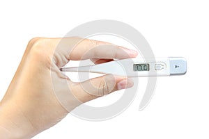 Hand with thermometer