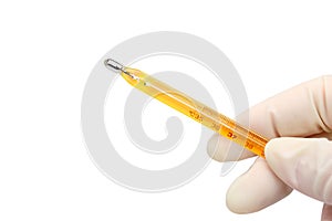 Hand with thermometer (clipping path)