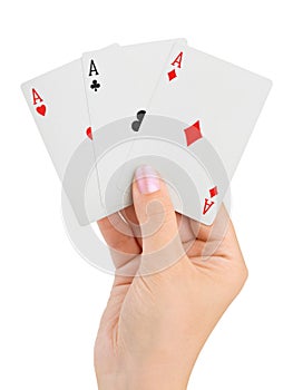 Hand with three aces