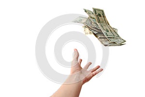 Hand throwing money