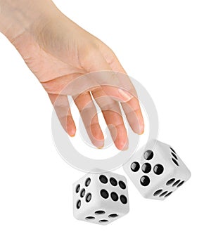 Hand throwing two dices