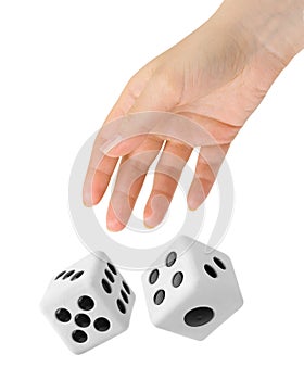 Hand throwing two dices