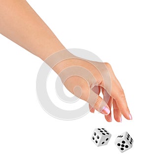 Hand throwing two dices