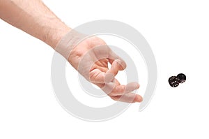 Hand throwing two dices