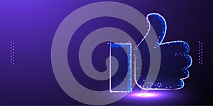 hand, thumb low poly wireframe mesh from polygonal design vector illustration