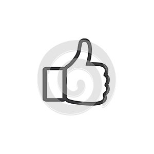 Hand Thumb Up icon. Flat outline hand sign. Vector isolated illustration on white background